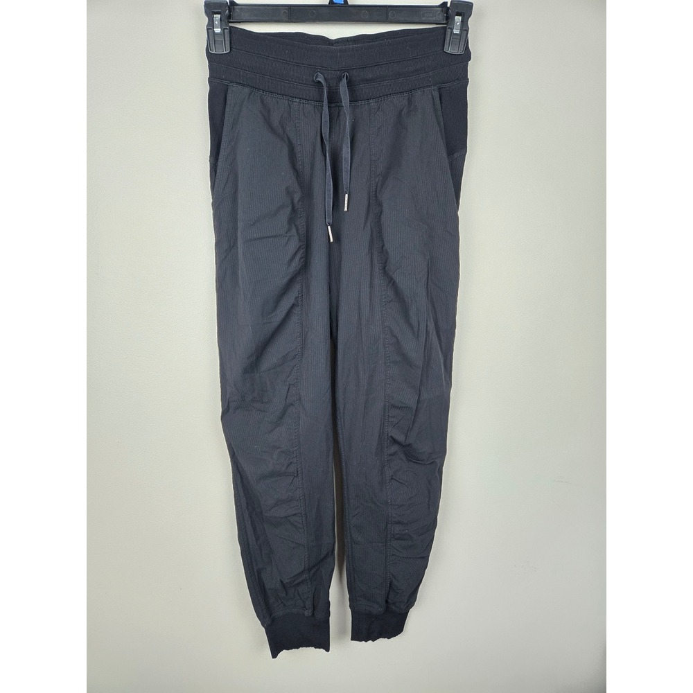 Lululemon Studio Jogger Black Pinstripe Textured Pants Size 4 Womens‎
